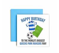 Huxters Tarjetas de fútbol para los fans de Queens Park Rangers, tarjeta de cumpleaños para hombre para él, ilustraciones de fútbol de 14.8 cm (Queens Park Rangers)