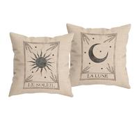 HUYAW Le Soleil La Luna Tarot Sol y Luna M stico Fundas de Almohada Decorativas Regalos para Amantes del Tarot Funda de Almohada de Tarot 18 x 18
