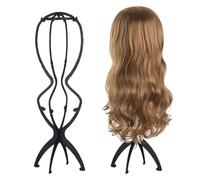 Huybaa 2 Piezas 50 cm Largas Soporte de Peluca Plástico Altura Ajustable, Soporte Pelucas Mujer Plegable Portátiles, Desmontable Soporte(Negro)