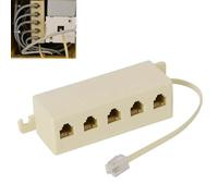 Huybaa Cable telefónico, adaptador para 1 entrada y 5 salidas, adaptador telefónico rj11 6p4c 5 vías, distribuidor telefónico para teléfono y fax, distribuidor telefónico, macho a doble rj11