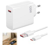 Huybaa Cargador Rápida USB C 120W Xiaomi, Cargador rápido 120W Turbo con 6A 2m USB C Cable, Carga Adaptador Hyper Charger para Poco F6 F5 F4 GT 5G X6 X5 M5 Redmi Pad