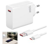 Huybaa Cargador Xiaomi 120W Original + Cable USB C 2M - Cargador Rápido 120W para Xiaomi 14/13/12/11T Pro/Ultra, Redmi Note 14/13/12 Pro+ 5G, Poco X7