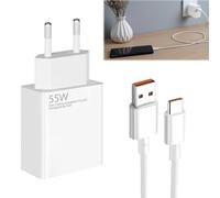 Huybaa Cargador xiaomi 55W,Cargador rápido con 1m USB C Cable,Adaptador 55W para Xiaomi 14 13 12,Poco F7 F6, Redmi Note 14 13 12 11 10,Cargador 33W/45W/55W