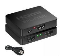 Huybaa Divisor HDMI 1 Entrada 2 Salidas 4K a 60 Hz 3D, duplicador de Pantalla para TV, proyector y Monitor, Plug and Play, HDCP 2.2, 4K Ultra HD 1080P, sin pérdida de Audio, Cable USB Incluido.