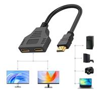 Huybaa HDM1 Splitter, Sp1itter 1 Entrada 2 Salidas, Dual HDM1, Adaptador para extender 2 Monitores, Cable Splitter para LED, Monitor LCD y Proyectores