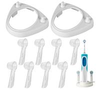 Huybaa Soporte para Cepillo de Dientes Eléctrico, 2 Piezas Porta Cabezales de Cepillo Eléctrico y 8 Fundas Antipolvo para Cabezales