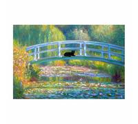HUYEEI animales Pintura en lienzo, Gato en el puente, Cuadros Decoracion, arte de la pared Cuadros Modernos Impresiones, Para Dormitorio Salon Poster（verde-80x120cm Sin marco