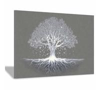 HUYEEI Árbol de la vida Pintura en lienzo Árboles espirituales brillan intensamente Impresión Art sobre alta definición listo,para decoración de dormitorio, sala de estar,（blanco62-60x90cm Enmarcado