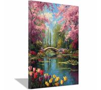 HUYEEI Arte De DecoracióN Floral Puente del jardín posters para pared, Adecuado para sala de estar, dormitorio, cafetería, hotel, etc.（rosa-40x60cm Enmarcado