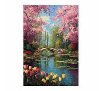 HUYEEI Arte De DecoracióN Floral Puente del jardín posters para pared, Adecuado para sala de estar, dormitorio, cafetería, hotel, etc.（rosa-60x90cm Sin marco