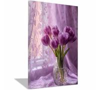 HUYEEI Arte De DecoracióN Floral Tulipán posters para pared, Adecuado para sala de estar, dormitorio, cafetería, hotel, etc.(Púrpura155-70x100cm Enmarcado