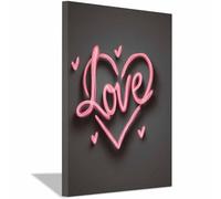 HUYEEI corazones En Lienzo Corazón de amor neón Cuadros Decoracion Pinturas Murales Pintura Poster Impresiones Lienzo Para Dormitorio Salon Poster（rosa-40x60cm Enmarcado