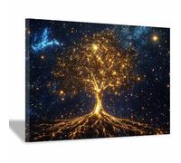 HUYEEI Cuadro arbol de la vida Árbol con raíces en el cielo Árboles Naturaleza Cuadros,Decoracion Salon Dormitorios Comedor Oficina Pasillo Cocina Y Baño（dorado105-20x30cm Enmarcado