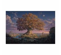 HUYEEI Cuadro arbol de la vida Árbol que se apoya en la ciudad Árboles Naturaleza Cuadros,Decoracion Salon Dormitorios Comedor Oficina Pasillo Cocina Y Baño（verde55-60x90cm Sin marco