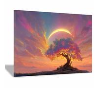 HUYEEI Cuadro del arbol de la vida cuadros Árboles ilusorios habitan. abstractos modernos Adecuado para dormitorio, salón, dormitorio,Decorativos Pared Casa（multicolores88-60x80cm Enmarcado