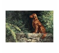 HUYEEI Cuadro En Lienzo Perros junto a una piedra Carteles de perro animales e impresiones, Adecuado para sala de estar, dormitorio, etc.（verde189-70x100cm Sin marco