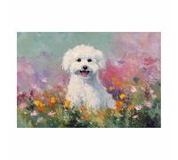 HUYEEI Cuadro En Lienzo Perros recostados entre flores Carteles de perro animales e impresiones, Adecuado para sala de estar, dormitorio, etc.（blanco109-40x60cm Sin marco