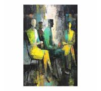 HUYEEI Cuadro moderno abstracto sobre lienzo pintura, póster de imagen Figuras reunidas sentadas pintura minimalista decoración de pared, sala estar, hogar（multicolores-60x80cm Sin marco