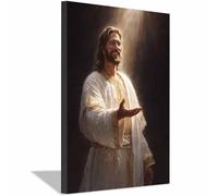 HUYEEI Cuadro sobre Jesús Muestra compasión Impresiones En Lienzo Póster Jesús Religioso para Baño Sala de Estar Pasillo Pasillo del dormitorio（blanco-70x100cm Enmarcado