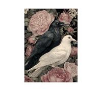 HUYEEI Cuadros Blancos Y Negros Palomas y cuervos posters decorativos, Adecuado para sala de estar, Pasillo del baño del apartamento dormitorio etc.（En blanco y negro-20x30cm Sin marco