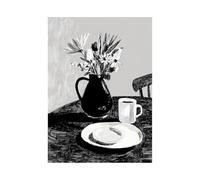 HUYEEI de pared moderno abstracto en blanco y negro con Flor en un jarrón en silencio quadros decoração, Adecuado para sala de estar, dormitorio,Apartamento, etc.（En blanco y negro-20x30cm Sin marco