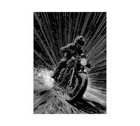 HUYEEI de pared moderno abstracto en blanco y negro con Jinete nocturno quadros decoração, Adecuado para sala de estar, dormitorio,Apartamento, etc.（En blanco y negro-70x100cm Sin marco