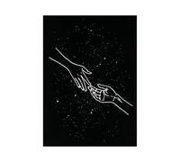 HUYEEI de pared moderno abstracto en blanco y negro con Manos entre las estrellas quadros decoração, Adecuado para sala de estar, dormitorio,Apartamento, etc.（En blanco y negro-20x30cm Sin marco