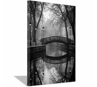 HUYEEI de pared moderno abstracto en blanco y negro con Puente envuelto en niebla Arroyo quadros decoração, Adecuado para sala de estar, dormitorio,Apartamento,（En blanco y negro-60x80cm Enmarcado
