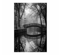 HUYEEI de pared moderno abstracto en blanco y negro con Puente envuelto en niebla Arroyo quadros decoração, Adecuado para sala de estar, dormitorio,Apartamento,（En blanco y negro-60x80cm Sin marco