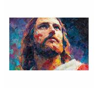 HUYEEI Decoración de pared en lienzo de cristiana Contemplando esta lucha póster religioso abstracto moderno para sala estar,dormitorio, iglesia, decoración（multicolores116-60x80cm Sin marco