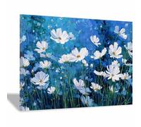HUYEEI Grandes impresiones de pinturas de la naturaleza Flores pintadas cuadro de paisajes, decoración moderna de sala de estar, del pasillo del comedor（blanco54-20x30cm Enmarcado