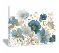 HUYEEI Grandes impresiones de pinturas de la naturaleza Grupo denso de pétalos cuadro de paisajes, decoración moderna de sala de estar, del pasillo del comedor（azul24-70x100cm Enmarcado