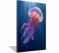 HUYEEI Impresión En Lienzo Océano Madre con manchas de estrellas Animales Marinos carteles, imágenes para sala de estar, decoración del hogar（Lila208-40x60cm Enmarcado