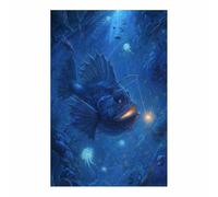 HUYEEI Impresión En Lienzo Océano Pez linterna De Obras De Arte Moderno, Fácil De Colgar Para Sala De Estar Despacho Sala De Reuniones Entrada（azul190-20x30cm Sin marco