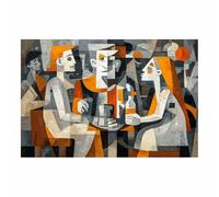 HUYEEI impresiones sobre lienzo Pintura al abstracta estético Reunión de personas minimalista, decoración de pared, salón, dormitorio, decoración del(multicolores139-60x90cm Sin marco