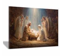 HUYEEI Jesús pared Lienzo Pintura Natividad del Santo Niño Pósteres y grabados clásicos, arte de pared,pintura para sala de estar, decoración del hogar（negro-60x90cm Enmarcado