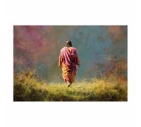 HUYEEI Jesús póster de Dios Caminando por la Pradera huellas cristianas, decoración de pared, modernas, religiosas, para sala de estar, dormitorio（multicolores24-60x90cm Sin marco