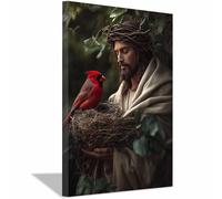 HUYEEI Jesús póster de Dios Protegiendo el nido del pájaro huellas cristianas, decoración de pared, modernas, religiosas, para sala de estar, dormitorio（negro-20x30cm Enmarcado