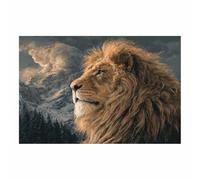 HUYEEI Lienzo Cuadros Leones contemplando la montaña Animal Póster Decoración, Arte Impresiones, para sala de estar Dormitorio Imagen Decoración del Hogar（marrón101-60x80cm Sin marco