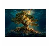 HUYEEI Lienzo decorativo para pared con el árbol de la vida Árbol nacido en el abismo decoración habitación Adecuado para dormitorio, salón, dormitorio.（verde34-40x60cm Sin marco