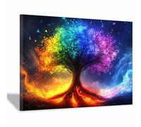 HUYEEI Lienzo decorativo para pared con el árbol de la vida Árboles espirituales florecen. decoración habitación Adecuado para dormitorio, salón, dormitorio.（multicolores89-40x60cm Enmarcado