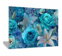 HUYEEI Paisaje Impresión Contemporánea Pintura Ramos azules Carteles Mural para pared, Adecuado para sala de estar, dormitorio, etc.（azul118-60x80cm Enmarcado