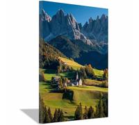 HUYEEI Paisajes Cuadro En Lienzo Pueblos Picos y campos Carteles de impresiones Mural Cuadros, para sala de estar, dormitorio,Pasillo etc.（verde-40x60cm Enmarcado