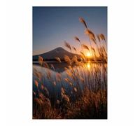HUYEEI Paisajes Lienzo Cuadros Vistas del monte Fuji. Póster Decoración, Arte Impresiones, para sala de estar Dormitorio Imagen Decoración del Hogar（azul-60x80cm Sin marco