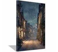 HUYEEI paisajes naturales Cuadro En Lienzo Calle nevada con faroles Decoracion Pinturas, Murales Modernos Impresiones Para Dormitorio Salon Poster（azul-60x80cm Enmarcado