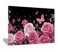 HUYEEI paisajes naturales Cuadro En Lienzo Ramos de rosas Decoracion Pinturas, Murales Modernos Impresiones Para Dormitorio Salon Poster（rosa160-40x60cm Enmarcado