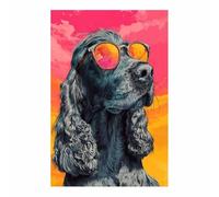 HUYEEI perro Cuadro En Lienzo Perro que se mira en el espejo Cuadros Decoracion Pinturas, Murales Modernos Impresiones Para Dormitorio Salon Poster（negro-70x100cm Sin marco
