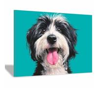 HUYEEI perro Cuadro En Lienzo Perros con la lengua fuera Cuadros Decoracion Pinturas Murales Pintura Poster Impresiones Lienzo Para Dormitorio Salon（blanco y negro13-20x30cm Enmarcado