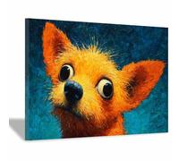 HUYEEI perro Cuadro En Lienzo Perros con los ojos abiertos Cuadros Decoracion Pinturas Murales Pintura Poster Impresiones Lienzo Para Dormitorio Salon（naranja43-70x100cm Enmarcado