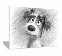 HUYEEI perro Cuadro En Lienzo Perros mirando con los ojos muy abiertos Cuadros Decoracion Pinturas Murales Pintura Poster Impresiones Lienzo Para Dormitorio Salon（blanco y negro118-40x60cm Enmarcado